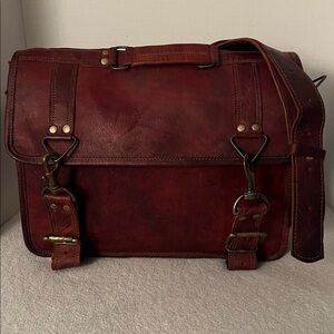 Vintage Handmade Thick Leather Briefcase